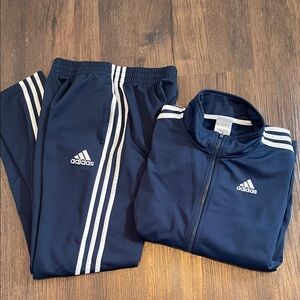 Adidas Dark Blue Track Jacket & Track Pants with White Stripes